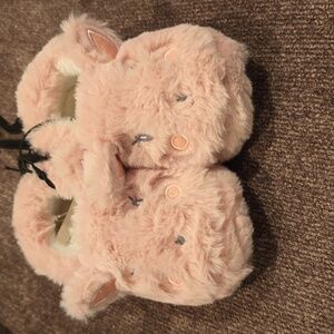 THEREABOUTS GIRLS PINK BUNNY SLIPPERS WITH A LITTLE SPARKLE SIZE 9/10